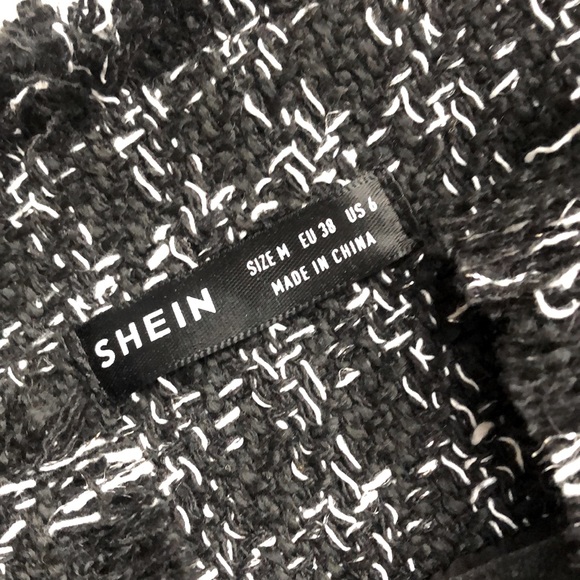 SHEIN Frayed Trim Button Front Tweed Jacket - Picture 2 of 3